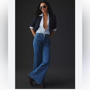 Anthropologie Maeve The High Rise Flare Jean Size 32 Wide Leg Medium Wash